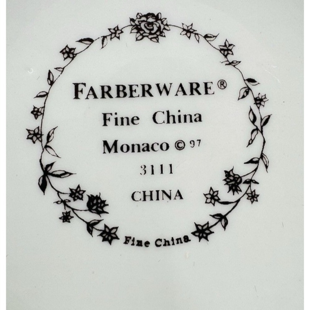 Farberware Monaco Dinner Plate 11" Fine China Floral Gold Trim White Vintage - Picture 6 of 6
